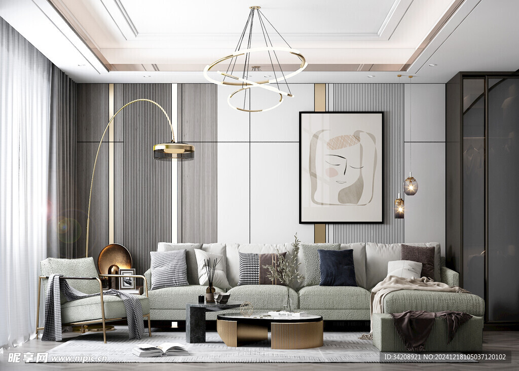 现代简约高级感新中式复古风客厅