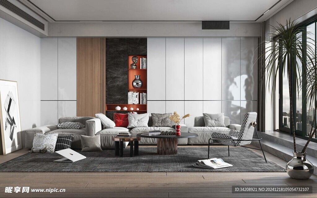 现代简约高级感新中式复古风客厅