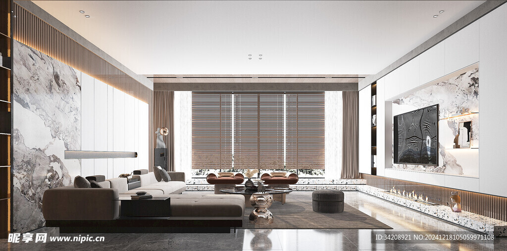 现代简约高级感新中式复古风客厅