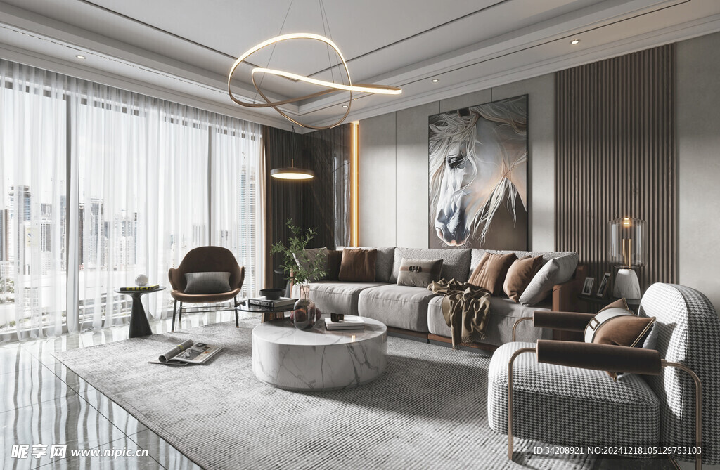 现代简约高级感新中式复古风客厅