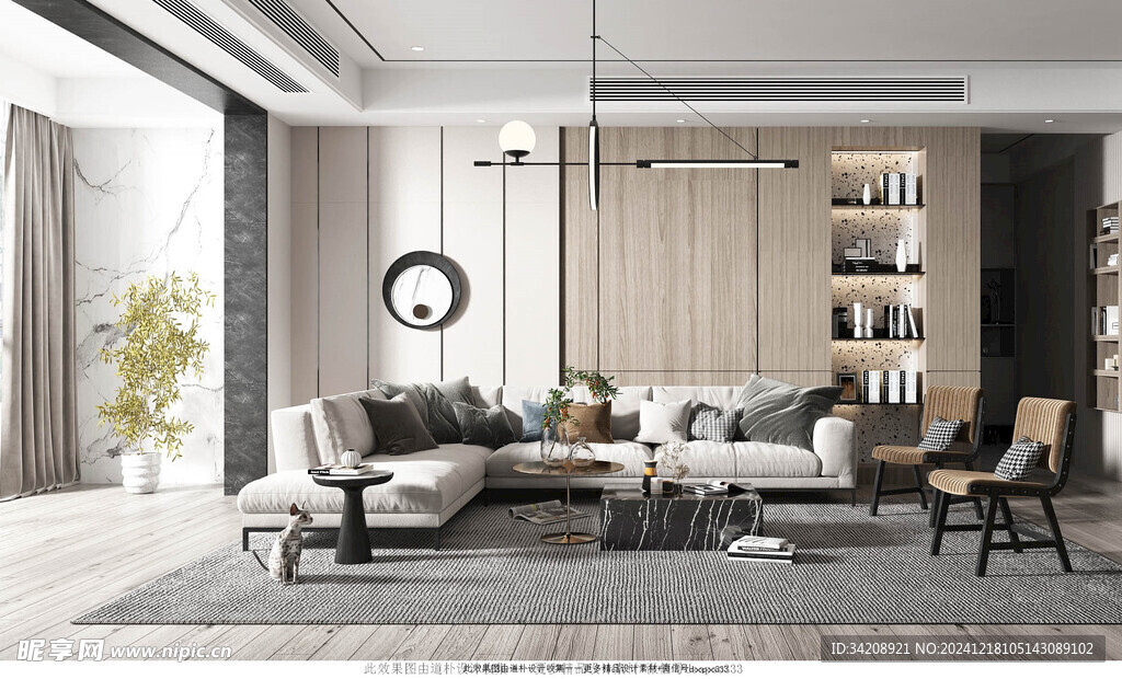 现代简约高级感新中式复古风客厅