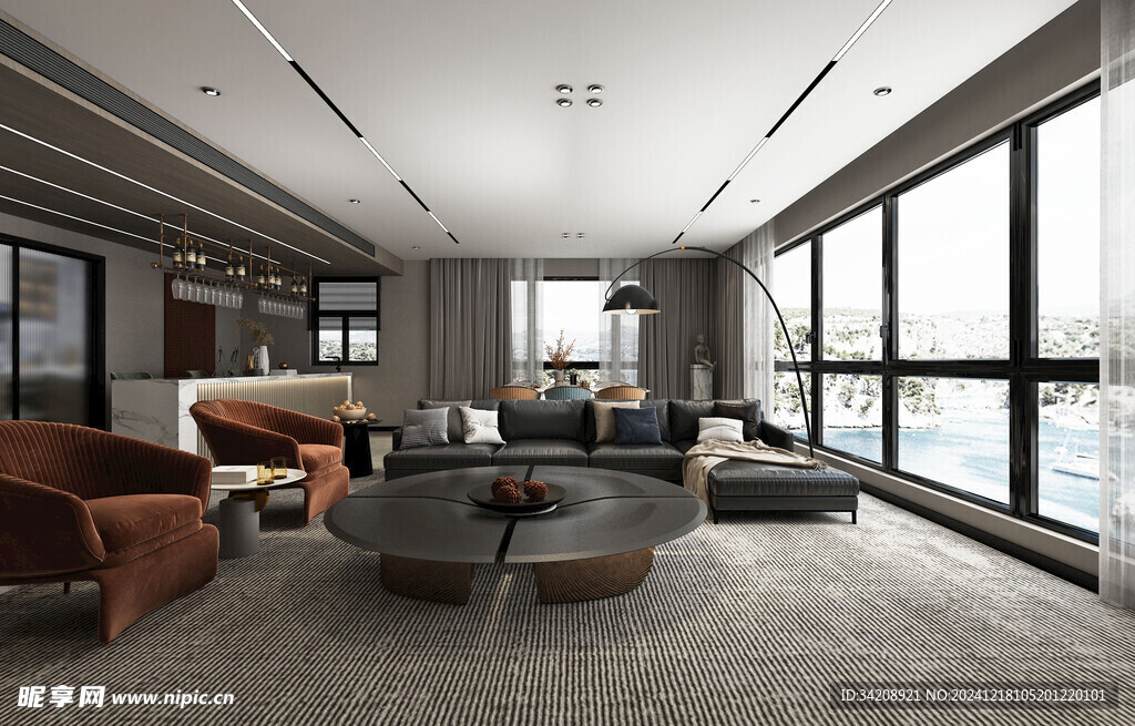 现代简约高级感新中式复古风客厅