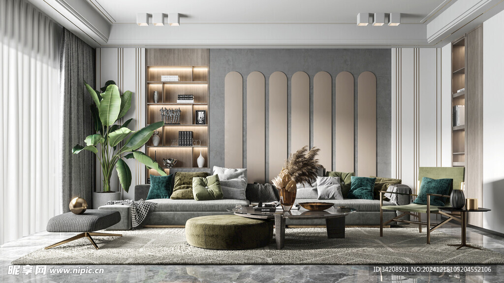 现代简约高级感新中式复古风客厅