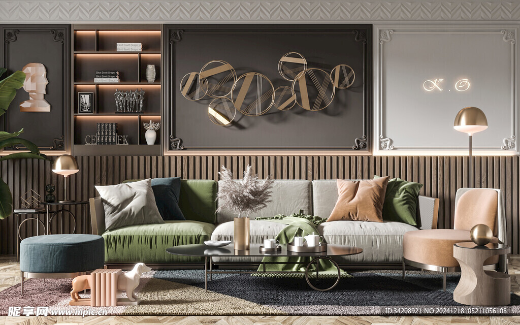 现代简约高级感新中式复古风客厅