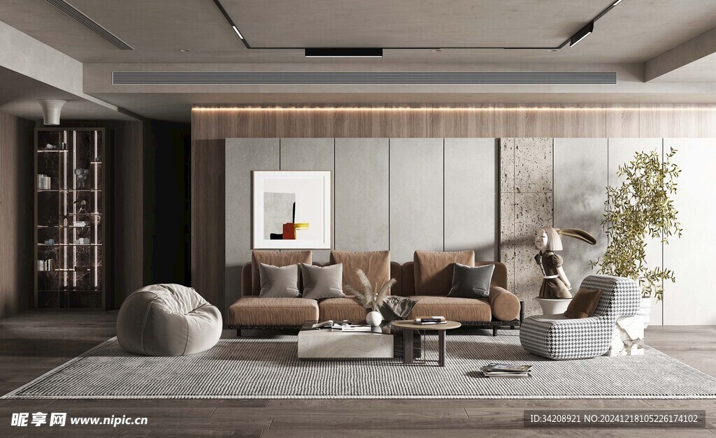 现代简约高级感新中式复古风客厅