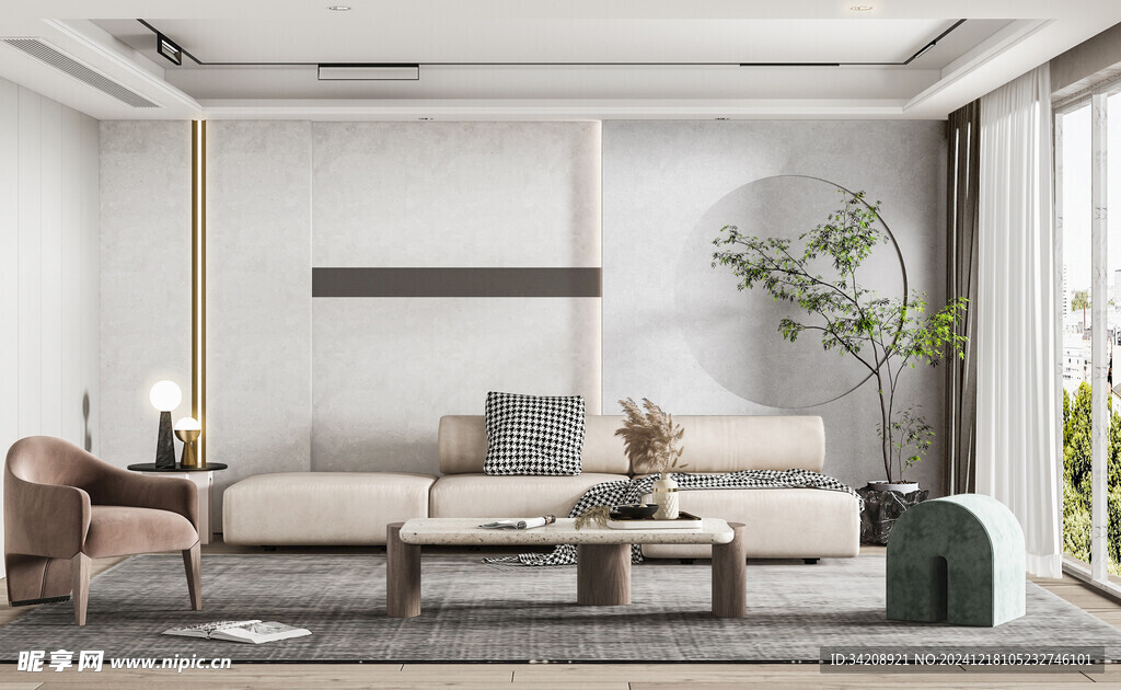 现代简约高级感新中式复古风客厅