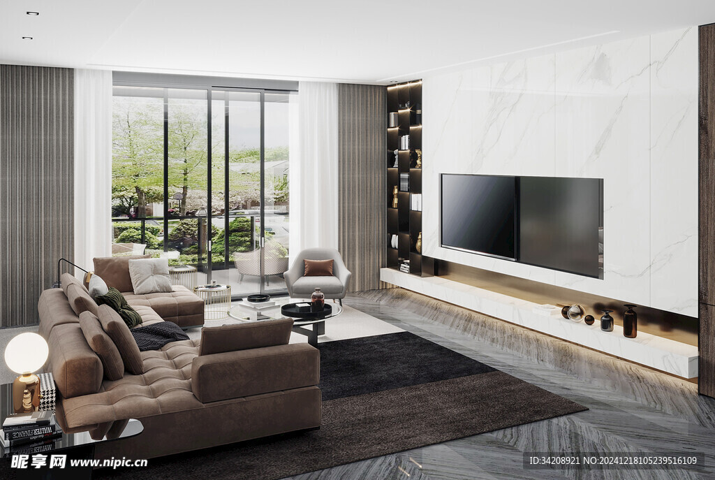 现代简约高级感新中式复古风客厅