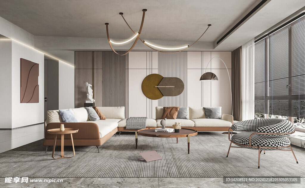 现代简约高级感新中式复古风客厅