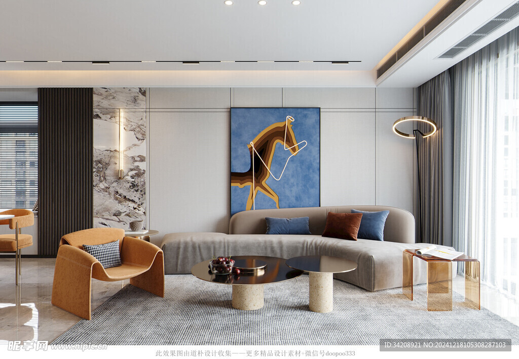 现代简约高级感新中式复古风客厅