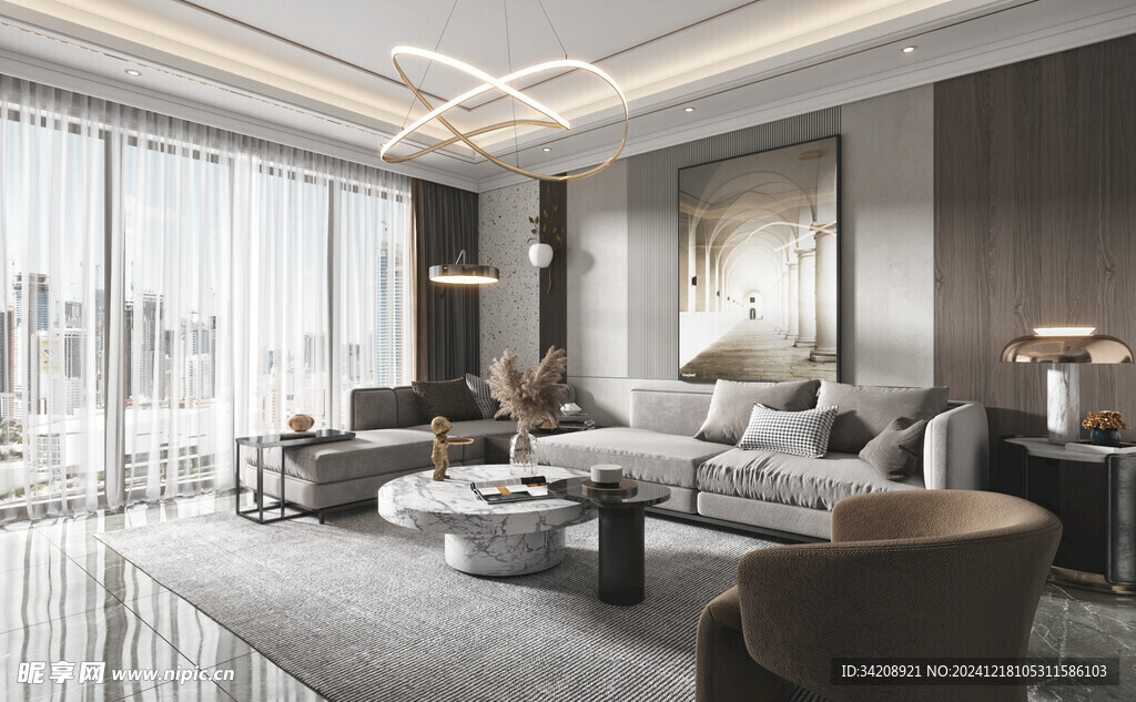 现代简约高级感新中式复古风客厅