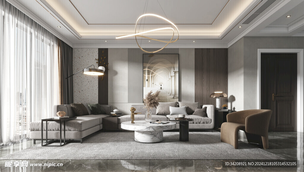 现代简约高级感新中式复古风客厅