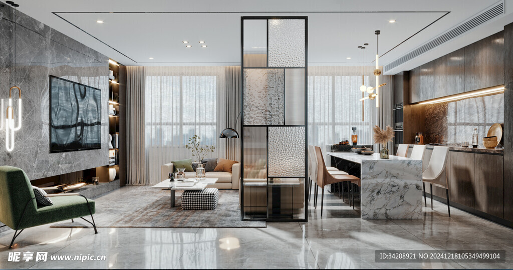 现代简约高级感新中式复古风客厅