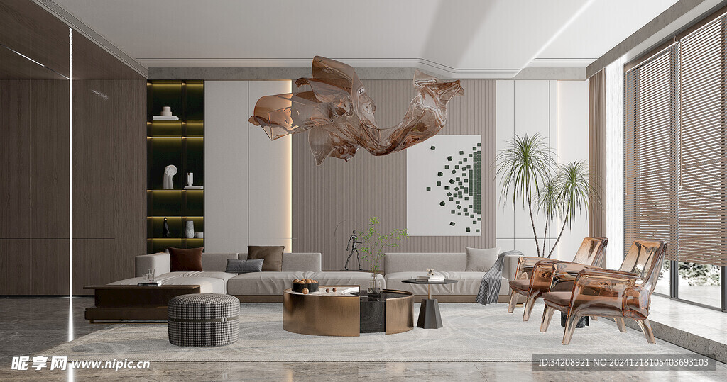 现代简约高级感新中式复古风客厅