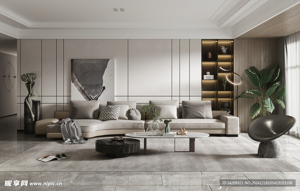 现代简约高级感新中式复古风客厅