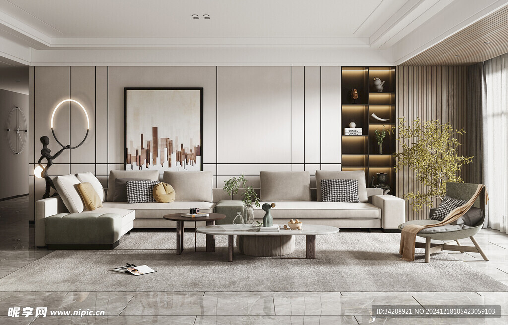 现代简约高级感新中式复古风客厅