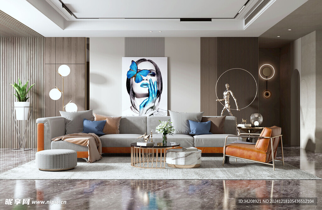 现代简约高级感新中式复古风客厅