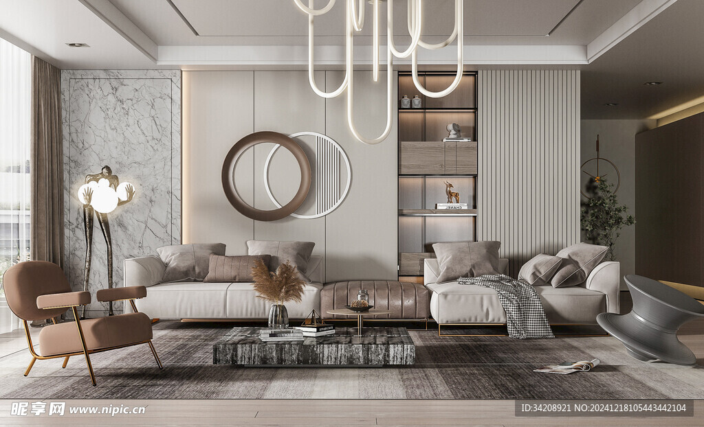 现代简约高级感新中式复古风客厅