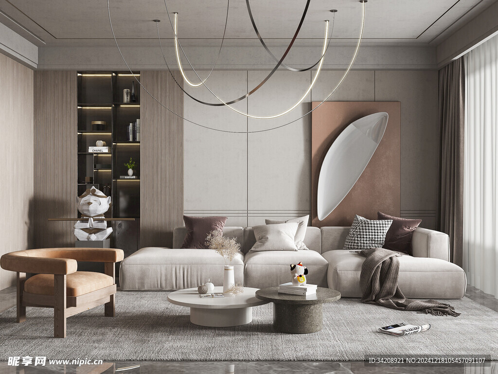 现代简约高级感新中式复古风客厅