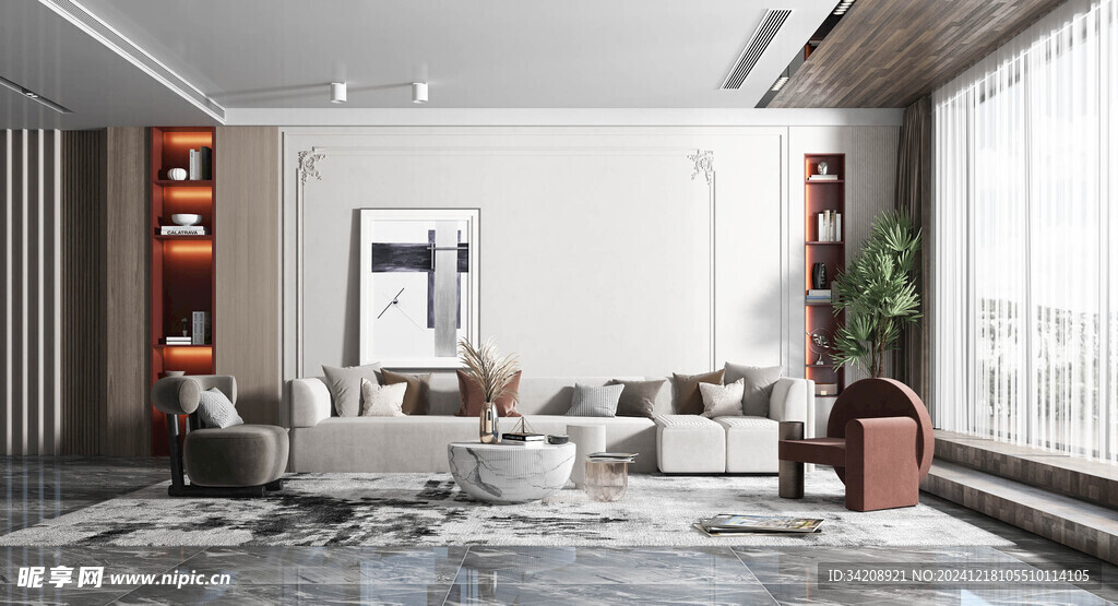 现代简约高级感新中式复古风客厅