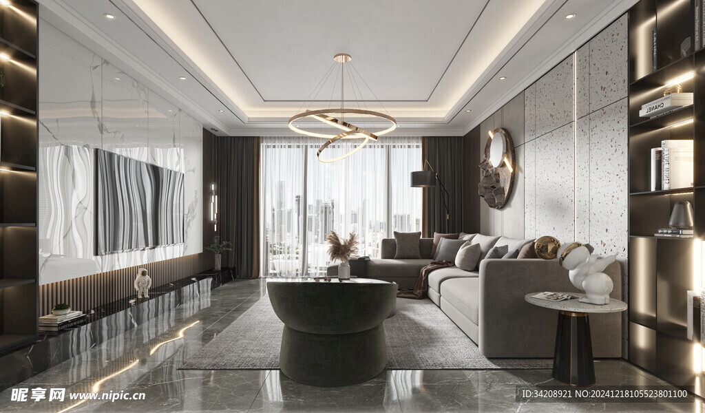 现代简约高级感新中式复古风客厅