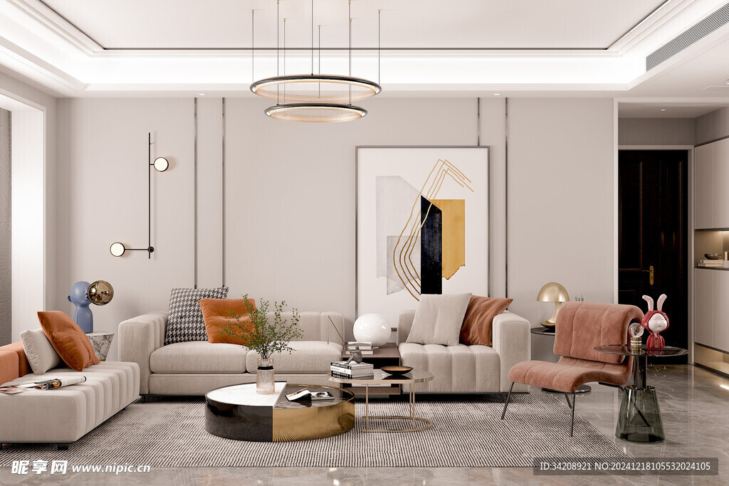 现代简约高级感新中式复古风客厅