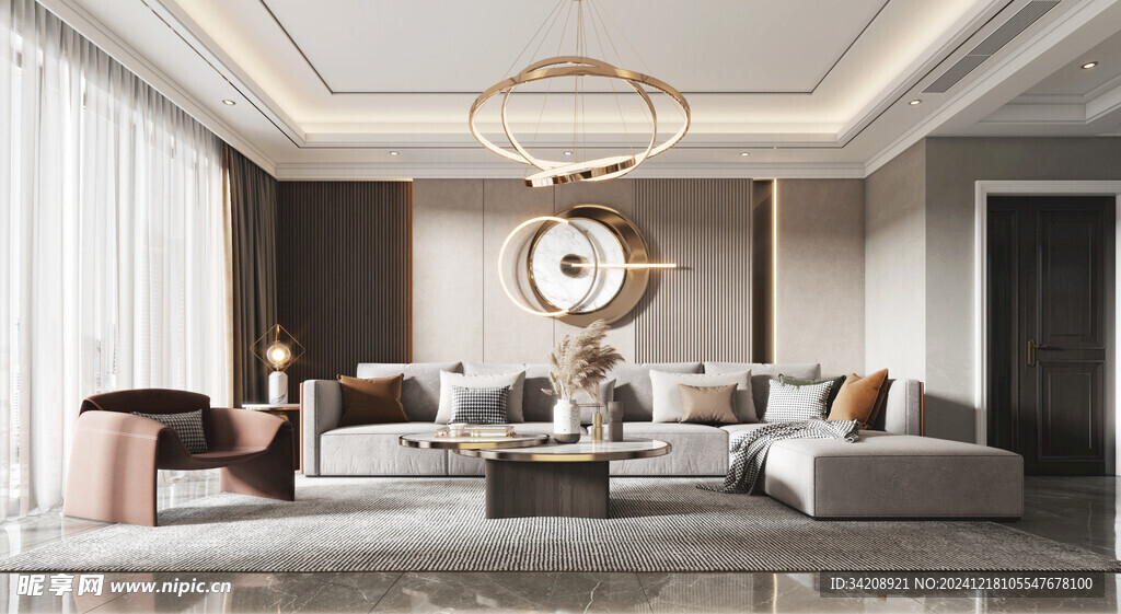 现代简约高级感新中式复古风客厅