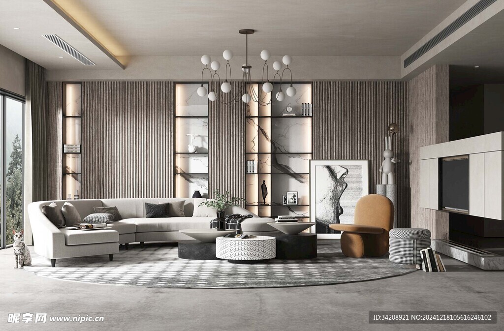 现代简约高级感新中式复古风客厅