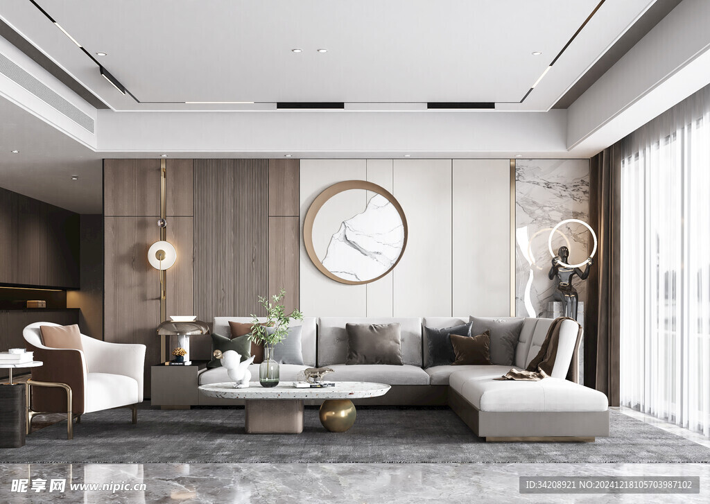 现代简约高级感新中式复古风客厅