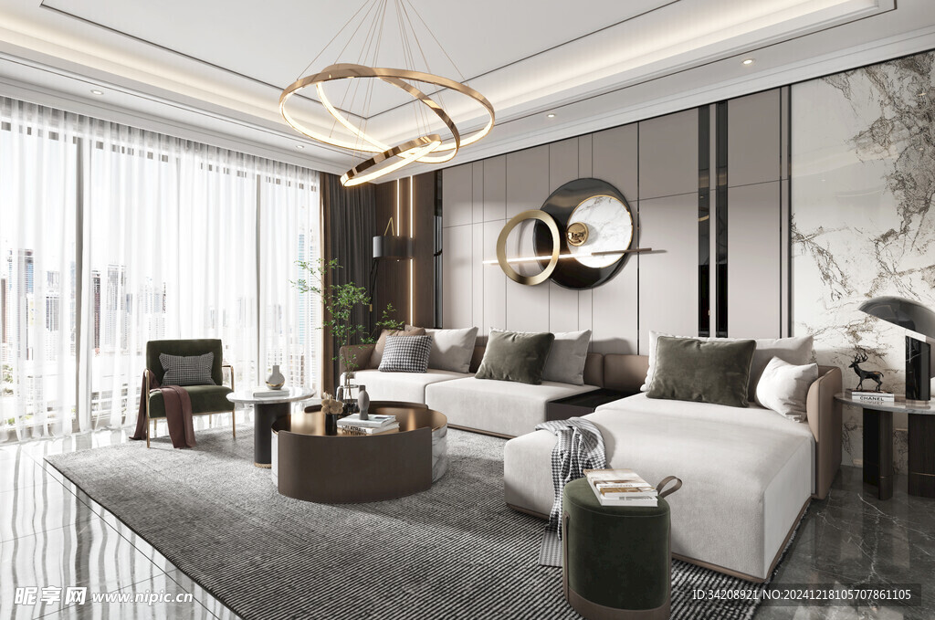 现代简约高级感新中式复古风客厅