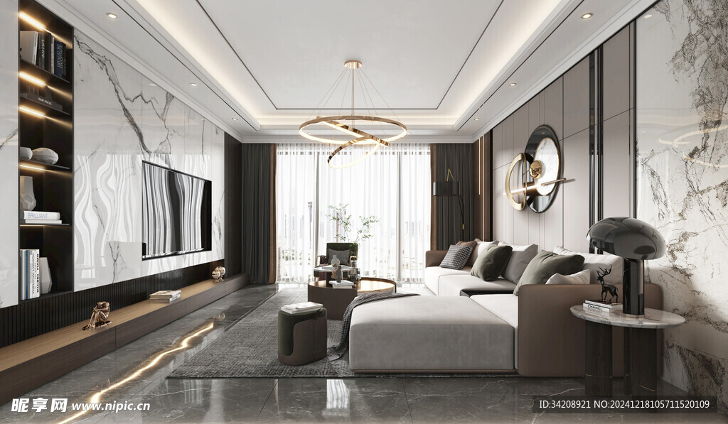 现代简约高级感新中式复古风客厅