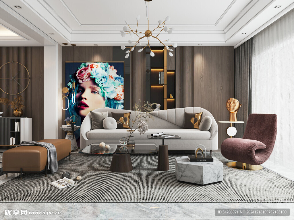 现代简约高级感新中式复古风客厅