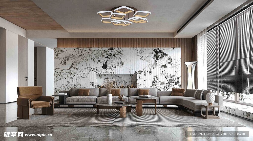 现代简约高级感新中式复古风客厅