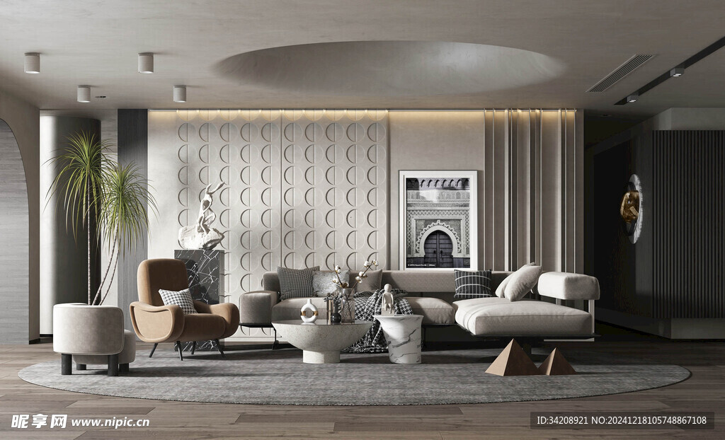 现代简约高级感新中式复古风客厅