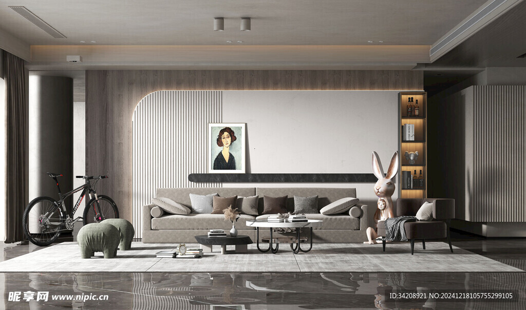 现代简约高级感新中式复古风客厅