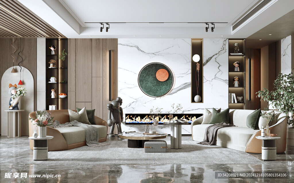 现代简约高级感新中式复古风客厅