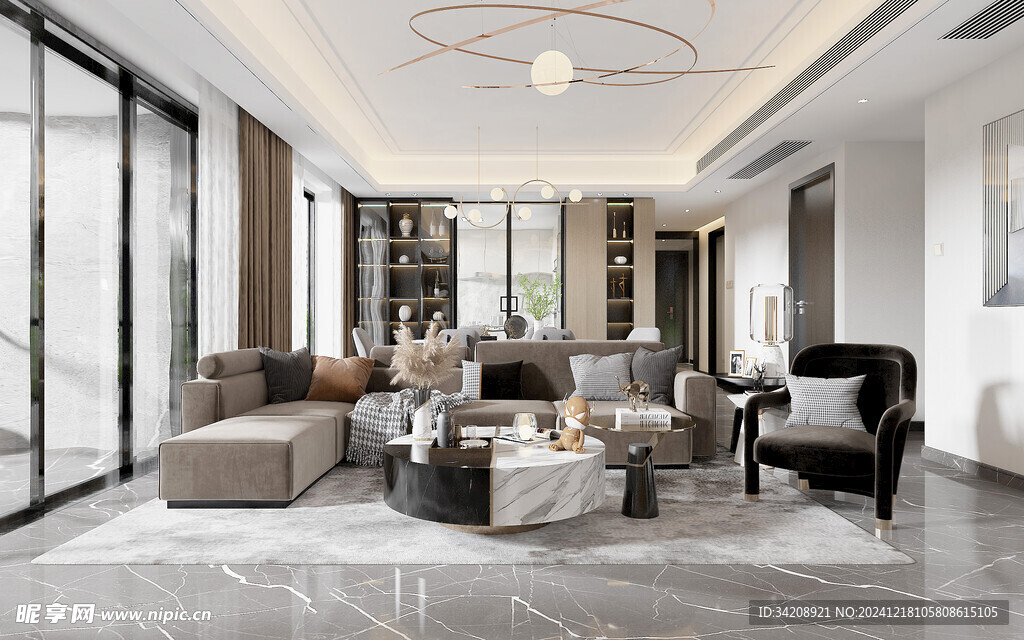 现代简约高级感新中式复古风客厅