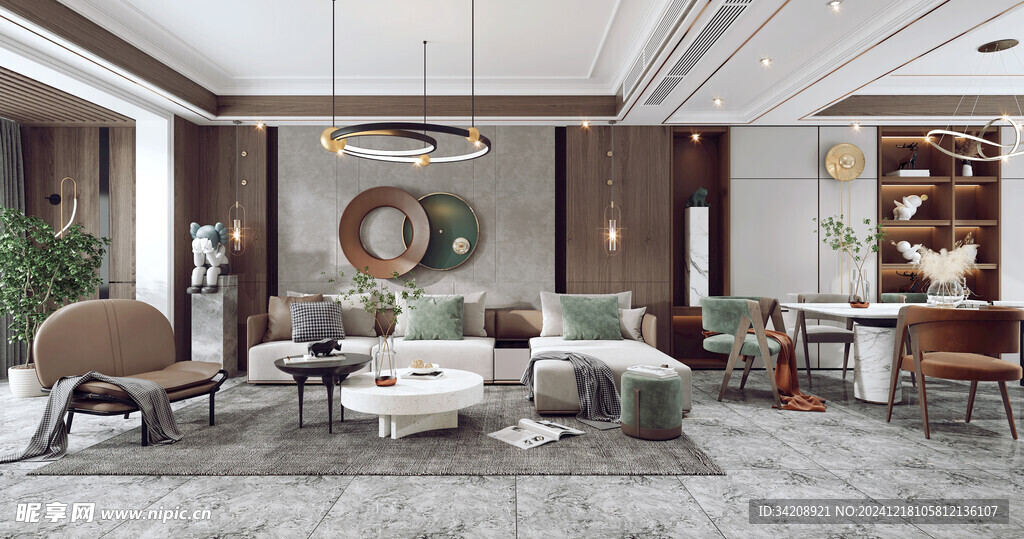 现代简约高级感新中式复古风客厅