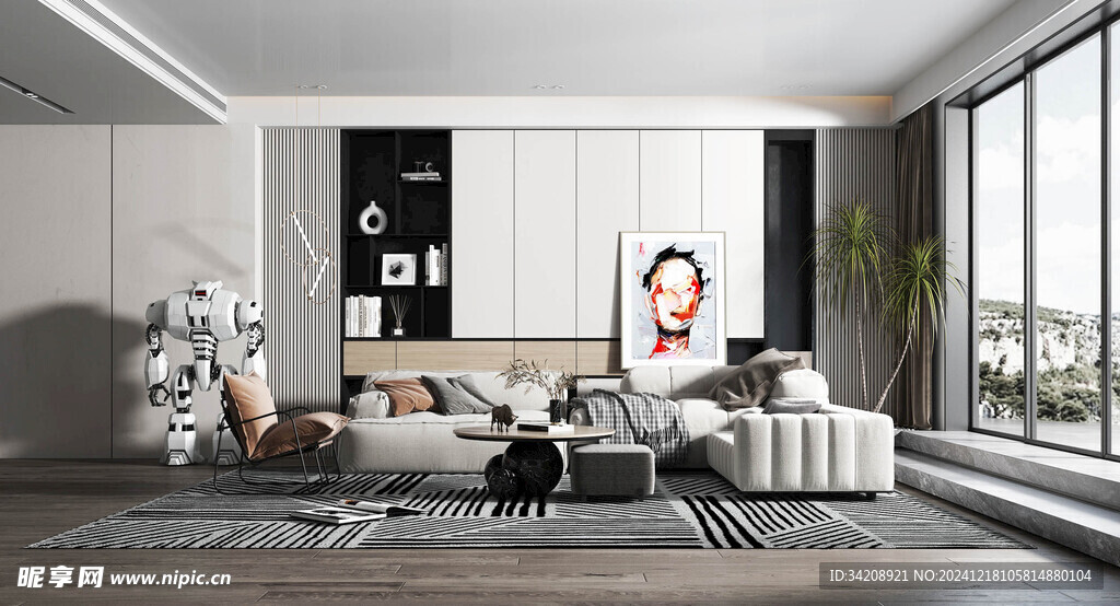 现代简约高级感新中式复古风客厅