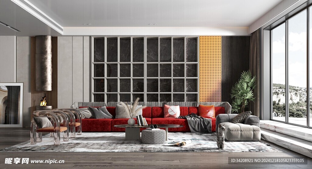 现代简约高级感新中式复古风客厅