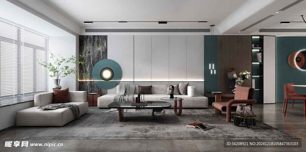 现代简约高级感新中式复古风客厅