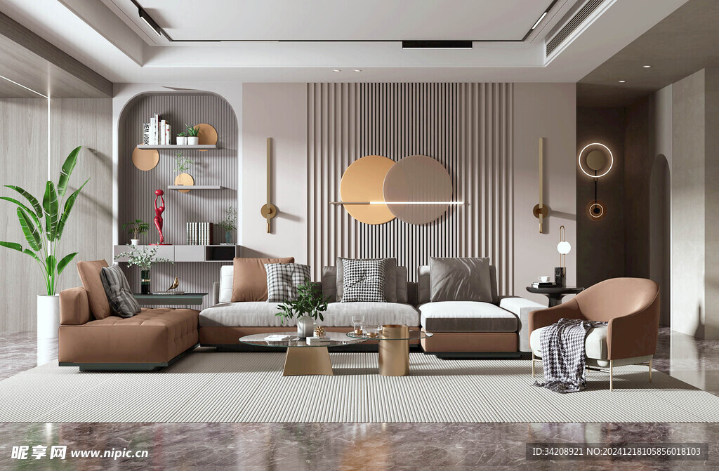 现代简约高级感新中式复古风客厅