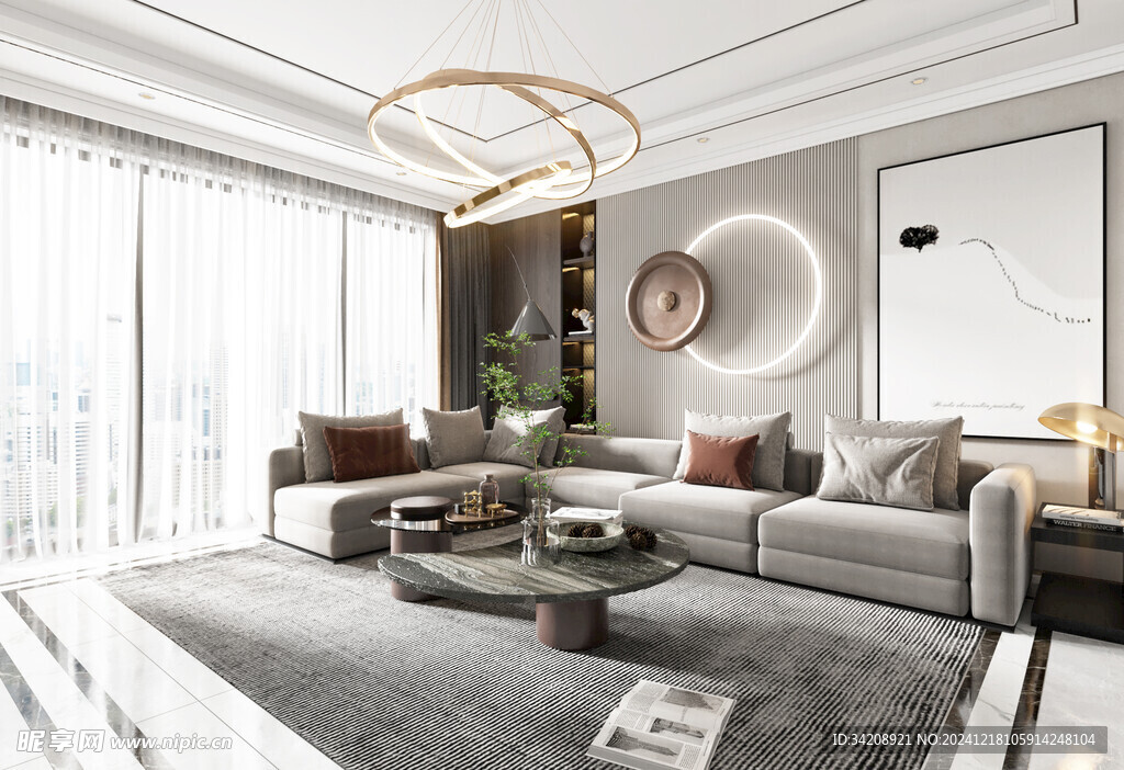 现代简约高级感新中式复古风客厅