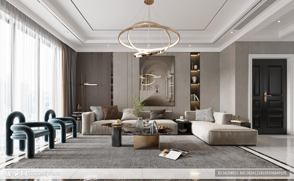 现代简约高级感新中式复古风客厅