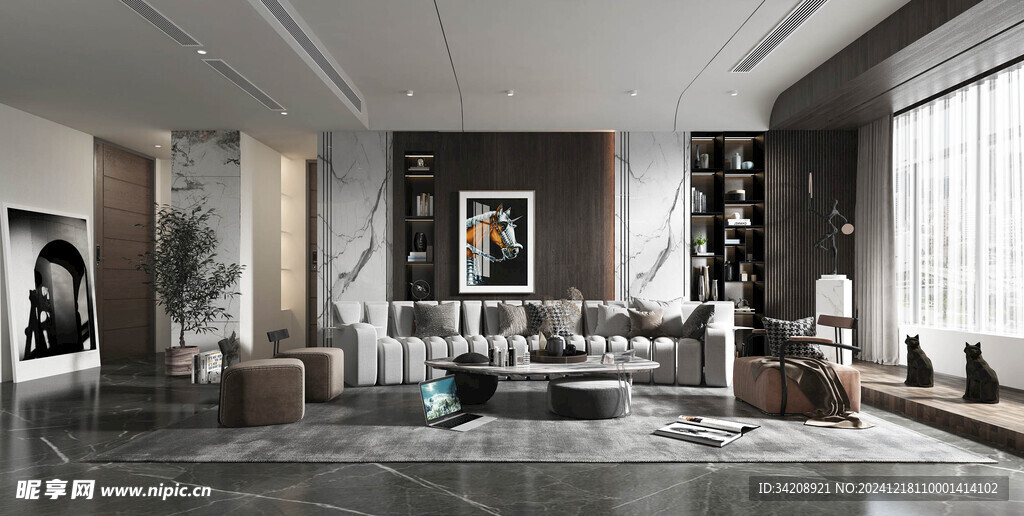 现代简约高级感新中式复古风客厅