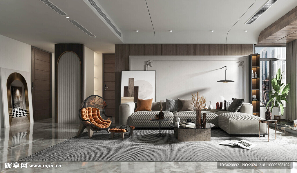 现代简约高级感新中式极简风客厅