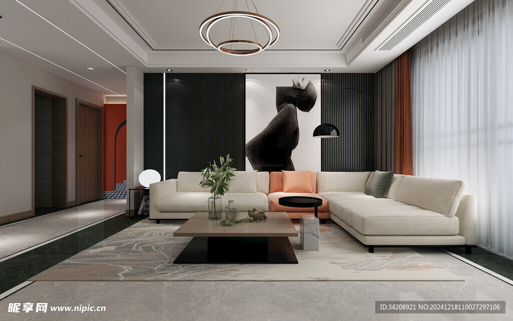 现代简约高级感新中式复古风客厅