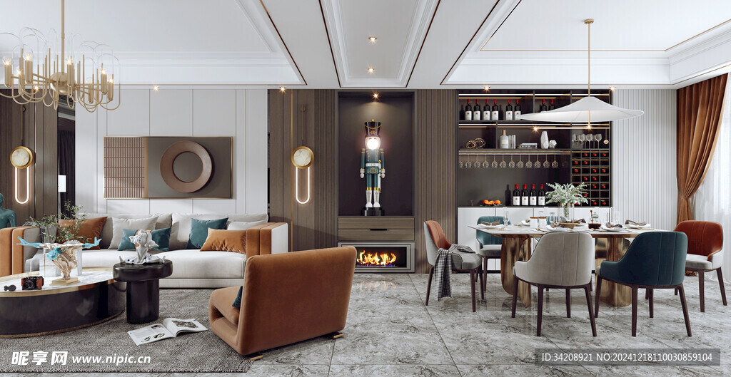 现代简约高级感新中式复古风客厅