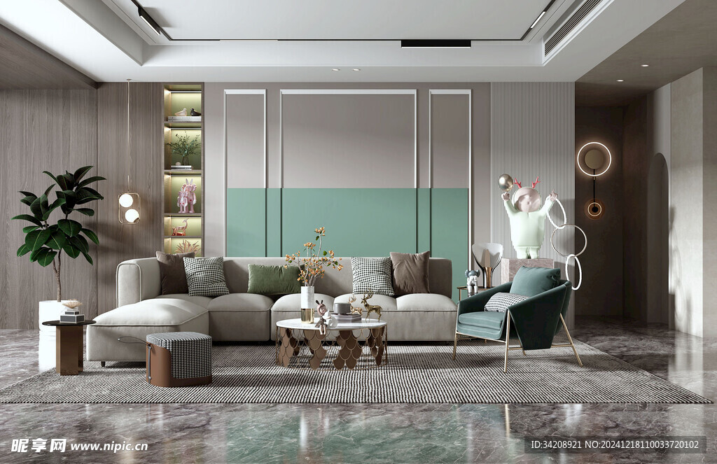 现代简约高级感新中式极简风客厅