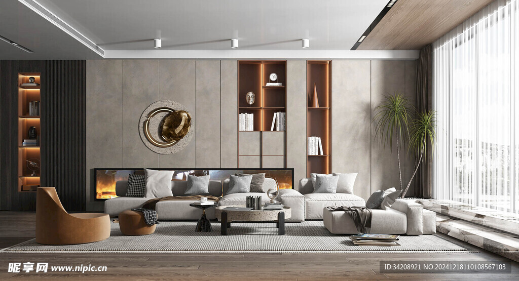 现代简约高级感新中式复古风客厅