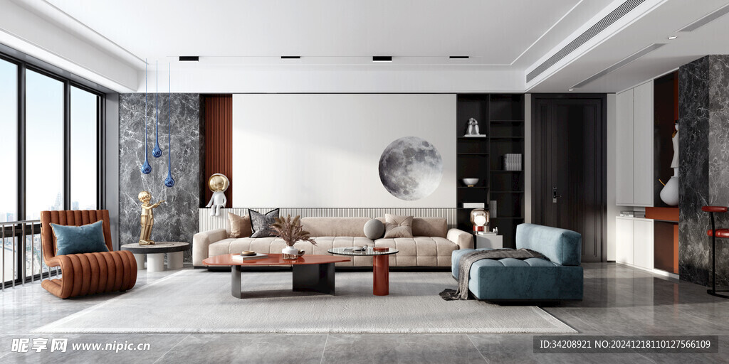 现代简约高级感新中式复古风客厅